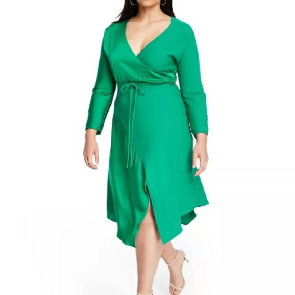 CUSHNIE EMERALD V NECK LONG SLEEVE WRAP DRESS - Picture 5 of 12